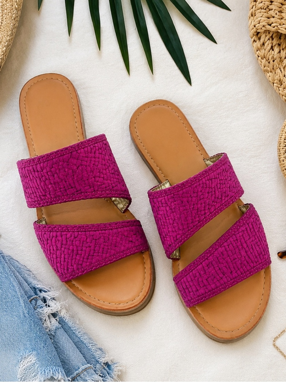 Carlos by Carlos Santana Holly Woven Slide Sandals Fuchsia Pink Size 10